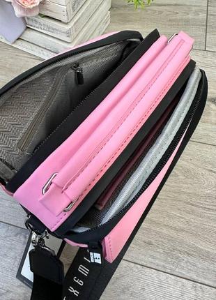 Женская стильная и качественная сумка из эко кожи розовая5 фото
