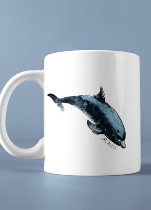Чашка с авторским принтом "дельфин"