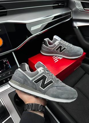 Мужские кроссовки new balance 574 full suede grey black1 фото