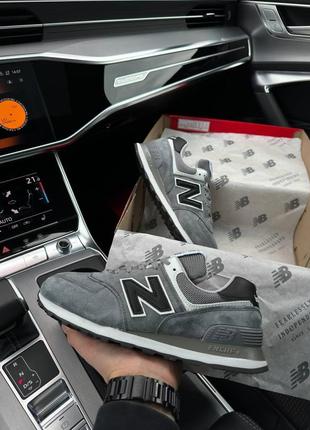 Мужские кроссовки new balance 574 full suede grey black9 фото