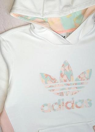 💝2+1=4 брендовое белое женское худи с капюшоном свитшот adidas, размер 44 - 464 фото