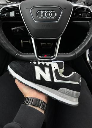 Мужские кроссовки new balance 574 full suede black white