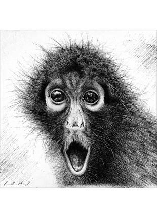 "surprised monkey" оригінальна картина. авторська техніка. фотопапір.