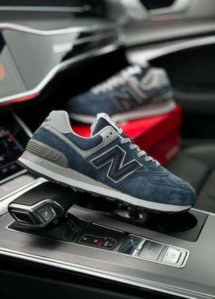 Мужские кроссовки new balance 574 full suede blue navy