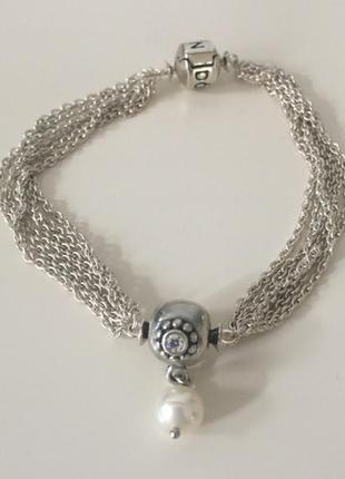 Серебрянный браслет цепи на одну шарм клипсу серебро 925 pandora3 фото