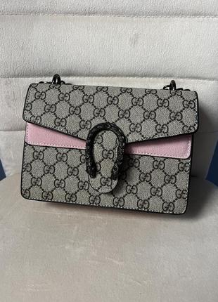 Жіноча сумка з еко-шкіри gucci black гуччі сіра молодіжна, брендова сумка через плече