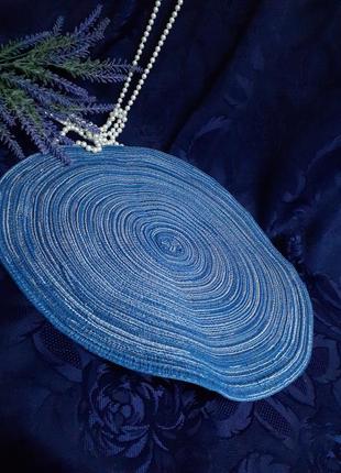 Салфетка 💙 сервировочная интерьерная рогожка круглая плотная плетеная улитка коврик декоративный для стола полки тумбочки1 фото