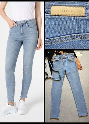 Голубые джинсы &denim slim 29 размер высокая посадка1 фото