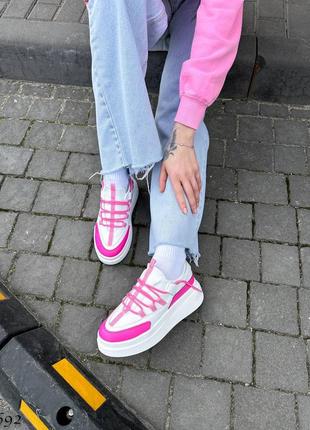 Кросівки,  колір: білий+рожевий,  матеріал: натуральна шкіра6 фото