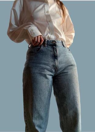 Оригінал джинси жіночі голубі бойфренди мом джинс на високій посадці4 фото