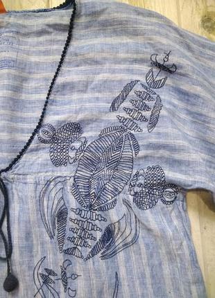 Блуза-туніка з льону object з вишивкою3 фото