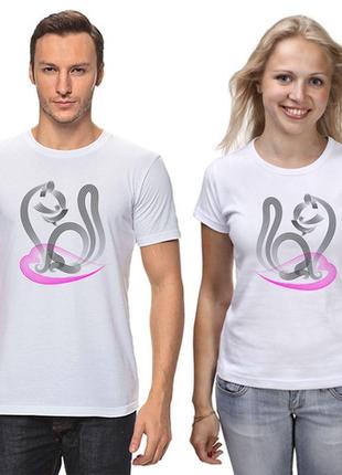 Одинаковые футболки парные коты