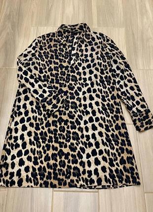 Акция 🎁 стильное кэжуал платье рубашка zara с леопардовым принтом asos h&amp;m5 фото