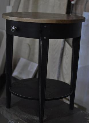 Стильний кавовий столик з дерева в чорному кольорі з потертостями