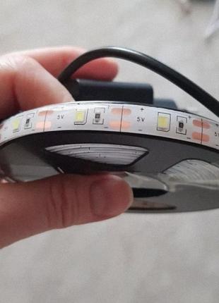 Світлодіодна стрічка 5 в, usb біла 5 м, працює від повербанку! .3 фото