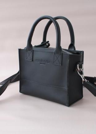 Кожаная сумка imany черный матовый цвет3 фото