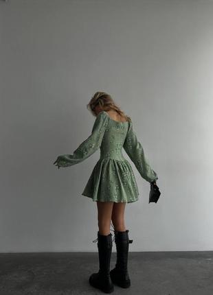 Легкий необычный комбинезон - платье мини муслин с принтом в цветок стильный3 фото