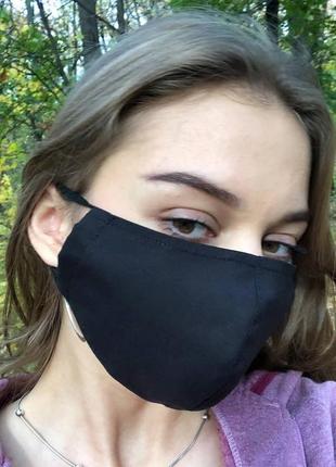 Жіноча чорна маска з бавовни3 фото