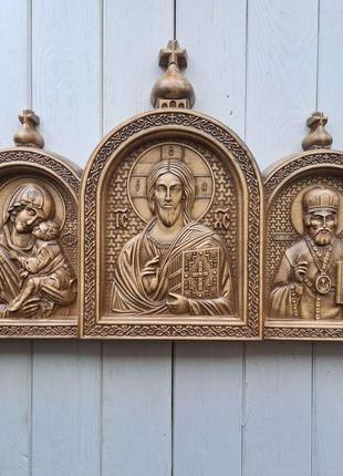 Икона: триптих богородица-исус-мыколай (1530801)