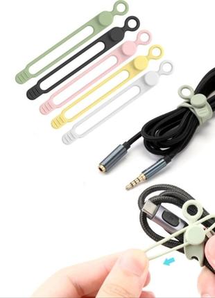 Набір 8 шт органайзер стяжка силіконова для кабелів