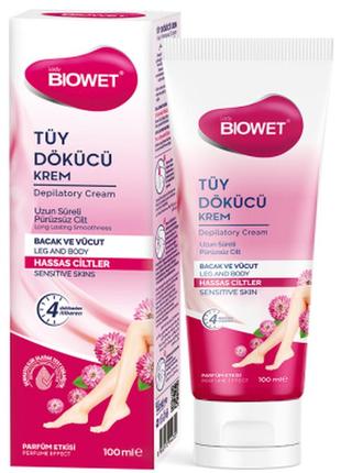 Крем для депіляції для чутливої шкіри biowet, 100 мл1 фото