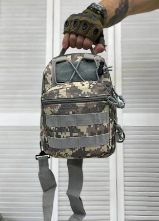 Сумка через плече піксель для всу нагрудна сумка для всу тактична сумка камуфляж армійська нагрудна сумка4 фото