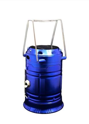 Ліхтар світлодіодний hs-5900t blue (сонячна батарея, usb)4 фото