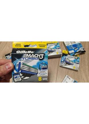 Картиджи касети лізвію gillette mach 3 turbo 8 джилет мак 3 турбо 8 шт