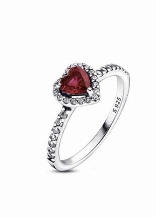 Каблучка перстень кільце у стилі пандора pandora червоне серце нове срібне s9251 фото