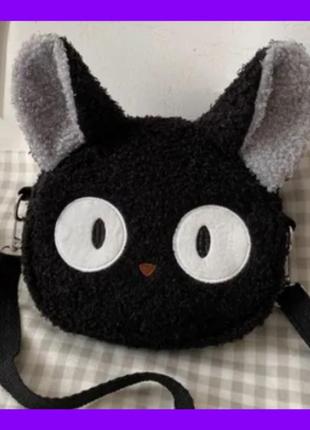 Плюшева міні сумочка для дитини котик із вушками через плече крос-боді код код 6063