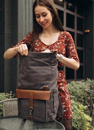 Стильный женский рюкзак innsbruck. винтажный роллтоп с отделеним для ноутбука5 фото