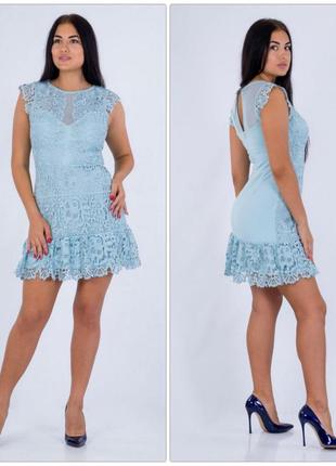 Брендове блакитне гіпюрове плаття "lipsy". розмір uk14/eur42.4 фото