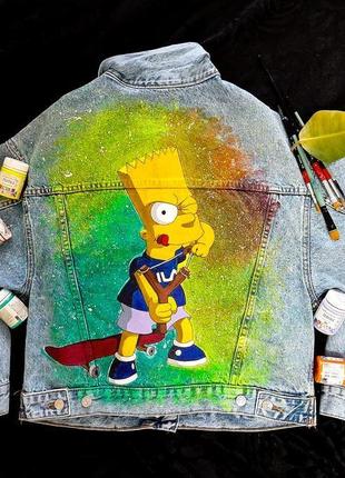 Джинсовая курточка с ручной росписью тм mango1 фото