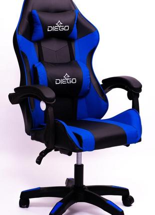 Крісло геймерське diego чорно-синє1 фото