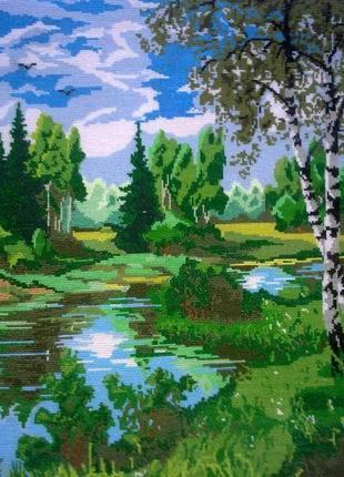 Готовая вышитая картина березки 55x42