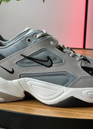 Женские кроссовки найк м2к серые / nike m2k tekno ‘atmosphere grey black’ 26 фото