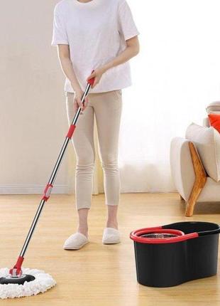Комплект ведро и швабра с автоматическим отжимом (10л) spin mop 360 / набор для уборки дома / турбошвабра,as1 фото