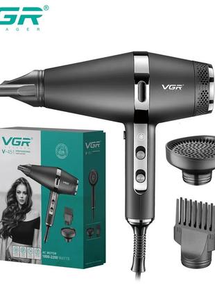 Фен для волосся професійний з концентратором 2000 вт іонізація 2 режими роботи vgr v-451