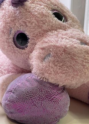 Игрушка детская единорог большая мягкая розовая плюшевая1 фото