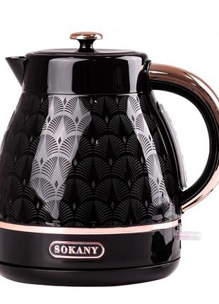 Електрочайник 1.7 літра sokany електричний чайник 2200 вт безшумний чорний електрочайник
