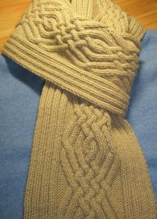 Чоловічий шарф "капучіно" з ірландськими візерунками. колір-бежевий. ідея подарунка чоловікові!