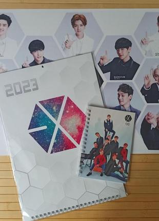 Комплект ехо (exo) постер + календар + блокнот 4030