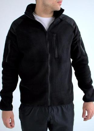 Флісова тактична куртка на застібці (колір чорний)