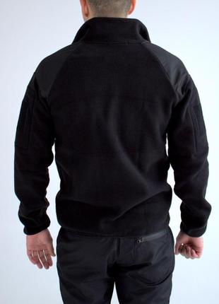 Флісова тактична куртка на застібці (колір чорний)6 фото