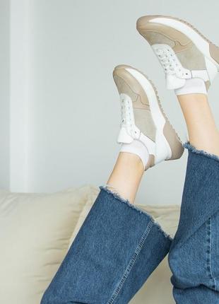 Молодёжные стильные женские кроссовки из натуральной замши кожи. комфортные качественные демисезонные кеды1 фото