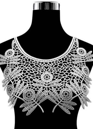 Нашивка на платье кружевная белая 3700-45