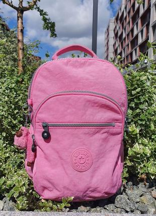 Рюкзак kipling киплинг 14 л, нежно-розовый меланж, с обезьянкой1 фото