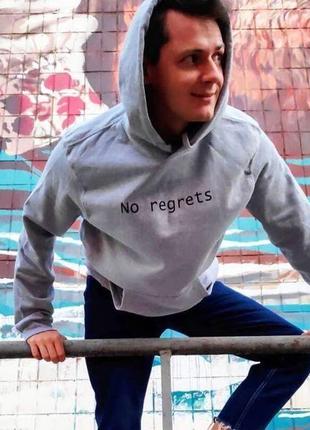 Худи с флисом с надписью «no regrets», унисекс1 фото