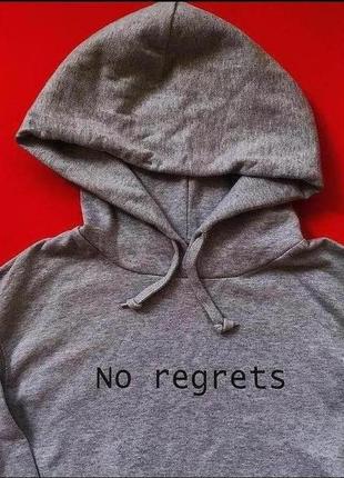 Худи с флисом с надписью «no regrets», унисекс3 фото