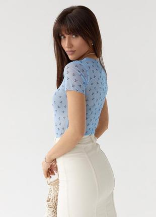 Женская футболка из сетки - голубой цвет, s (есть размеры)2 фото